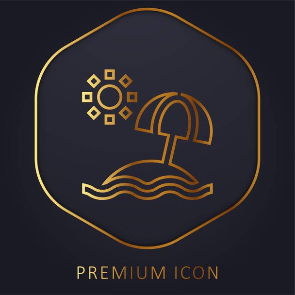 Beach golden line premium logo or icon - Vector, Image