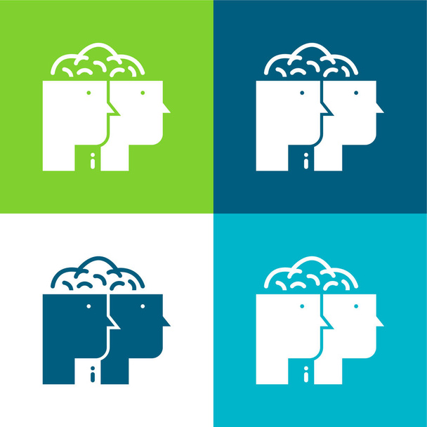 Brainstorming Set di icone minime piatte a quattro colori - Vettoriali, immagini