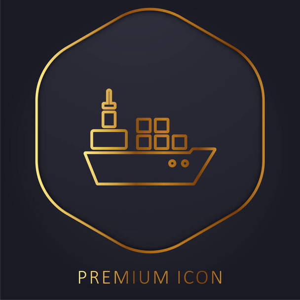 Σκάφος με δοχεία χρυσή γραμμή premium λογότυπο ή εικονίδιο - Διάνυσμα, εικόνα