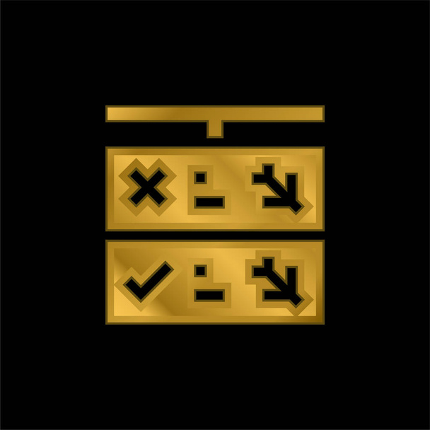 Tiempo de embarque chapado en oro icono metálico o logo vector - Vector, Imagen