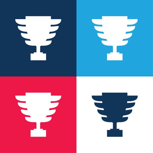 Βραβείο Trophy Σχήμα μπλε και κόκκινο σύνολο τεσσάρων χρωμάτων minimal εικονίδιο - Διάνυσμα, εικόνα