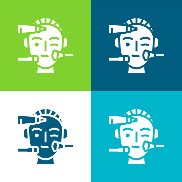 Trattamento di bellezza Set di icone minime piatte a quattro colori - Vettoriali, immagini