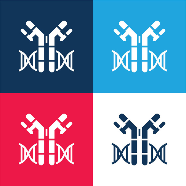Protilátky modré a červené čtyři barvy minimální ikona nastavena - Vektor, obrázek