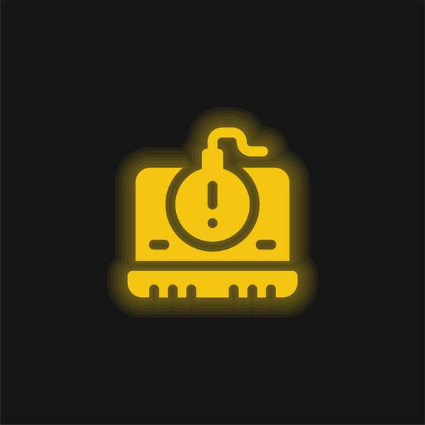 Bomb yellow glowing neon icon - Vector, Image