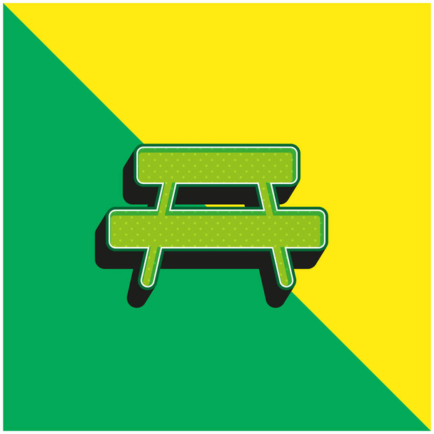 Bench Zöld és sárga modern 3D vektor ikon logó - Vektor, kép