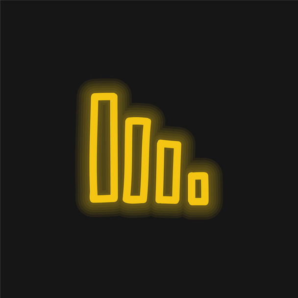 Çubuk Grafiksel El Çizimi Sarı parlak neon simgesi - Vektör, Görsel