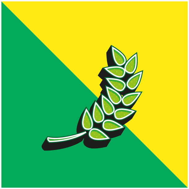 Gałąź z liśćmi Zielone i żółte nowoczesne logo wektora 3D - Wektor, obraz