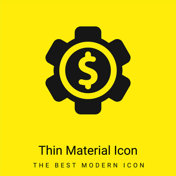 Configurações de banco mínimo ícone de material amarelo brilhante - Vetor, Imagem