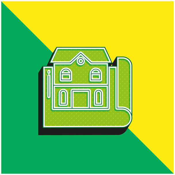 Blueprint Green and yellow modern 3d vector icon logo - Vector, Image