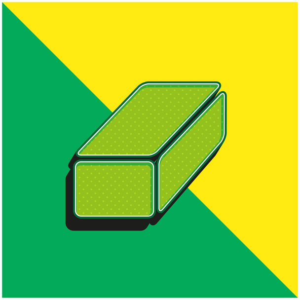 Fekete tégla Zöld és sárga modern 3D vektor ikon logó - Vektor, kép