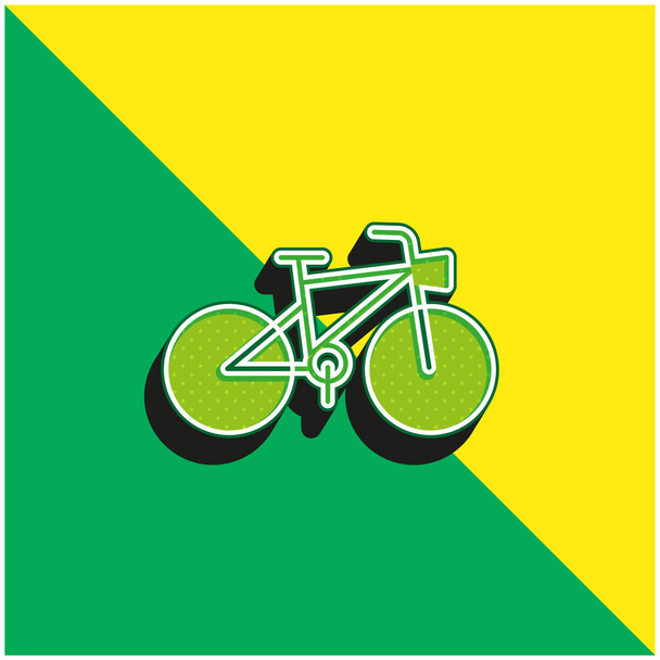 Fiets Groen en geel modern 3D vector icoon logo - Vector, afbeelding