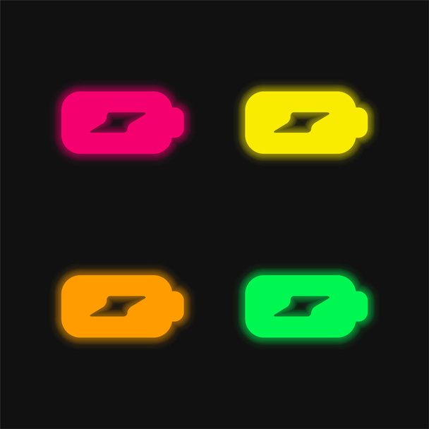 バッテリー4色のネオンベクトルアイコンをロード - ベクター画像