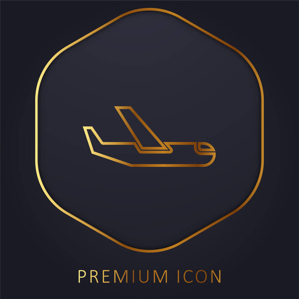 Repülőgép arany vonal prémium logó vagy ikon - Vektor, kép