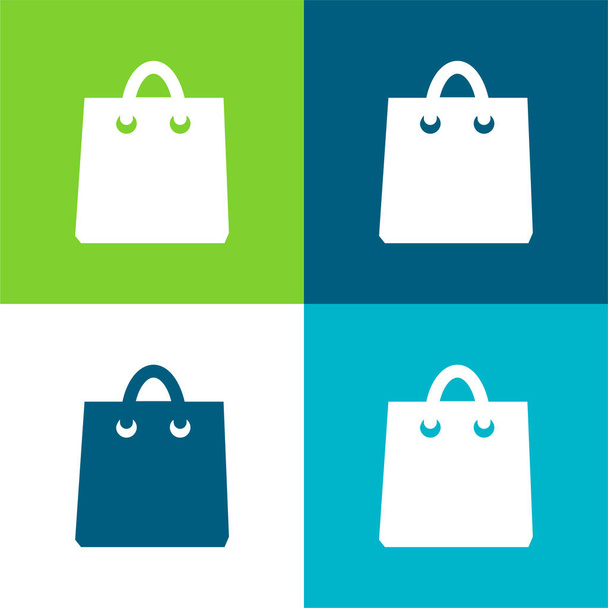 Nero Shopping Bag Tool piatto quattro colori set icona minima - Vettoriali, immagini