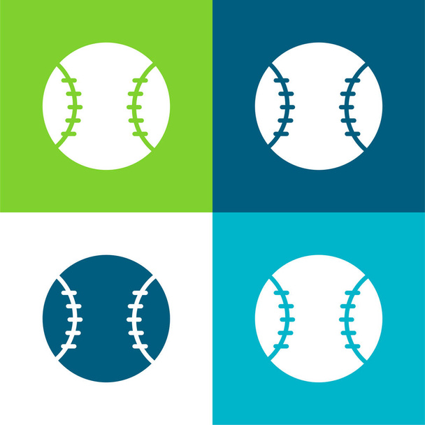 野球フラット4色の最小アイコンセット - ベクター画像