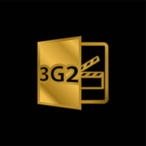 3G2 Abrir formato de archivo gold plated metalic icon or logo vector - Vector, imagen
