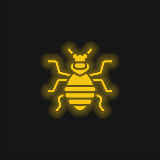 Bedbug keltainen hehkuva neon kuvake - Vektori, kuva