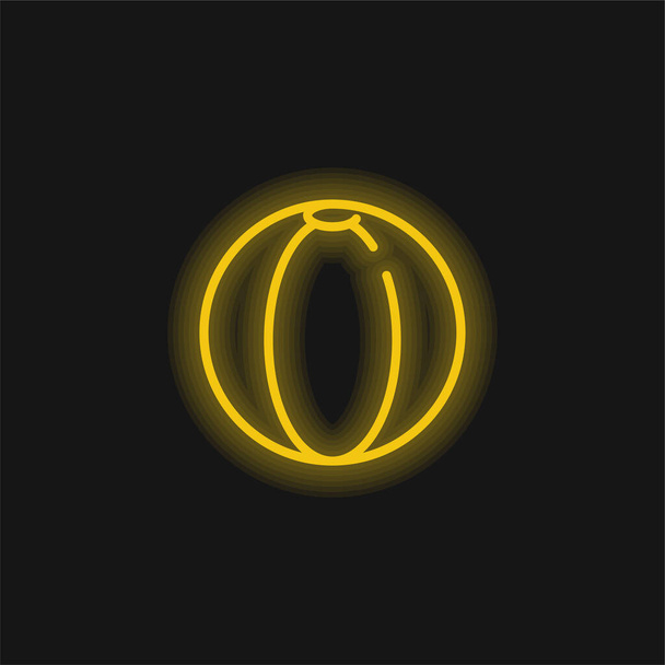 ビーチボール黄色の輝くネオンアイコン - ベクター画像