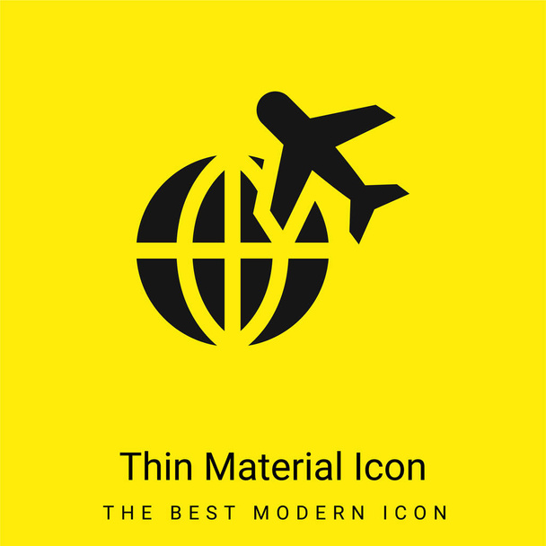 Airplane minimal bright yellow material icon - Vector, Image