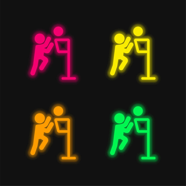 Basketball Champion four color glowing neon vector icon - Vector, Image