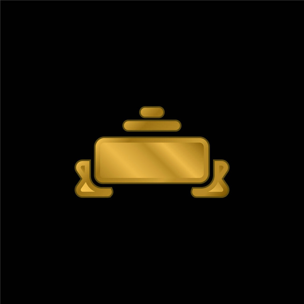 Bannière icône métallique plaqué or ou logo vecteur - Vecteur, image