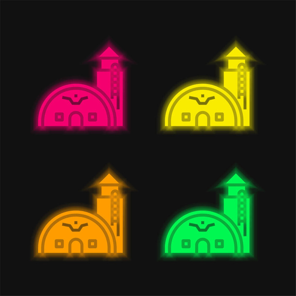 Bázis négy szín izzó neon vektor ikon - Vektor, kép
