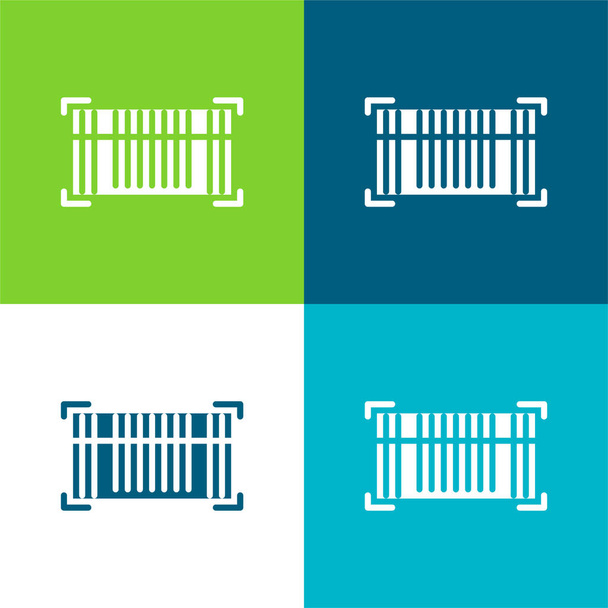 Barcode Flache vier Farben minimales Symbol-Set - Vektor, Bild