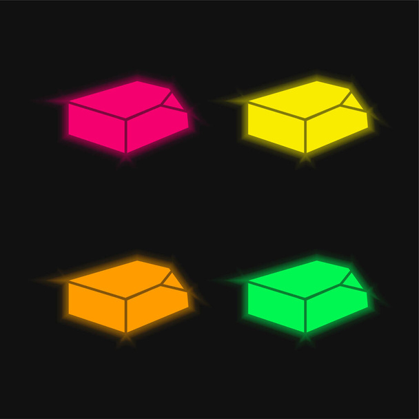 Herramienta de organización de la caja icono de vector de neón brillante de cuatro colores - Vector, Imagen