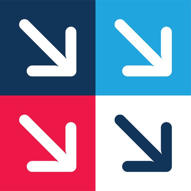 Pijlen blauw en rood vier kleuren minimale pictogram set - Vector, afbeelding