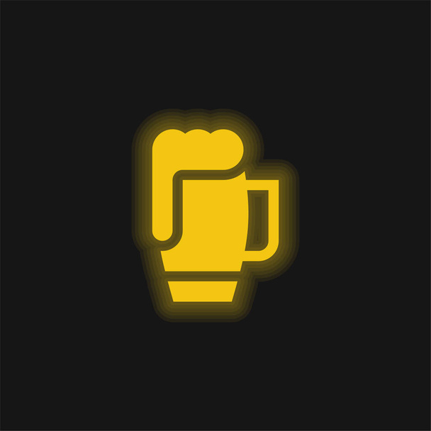 Κούπα μπύρας κίτρινο λαμπερό νέον εικονίδιο - Διάνυσμα, εικόνα