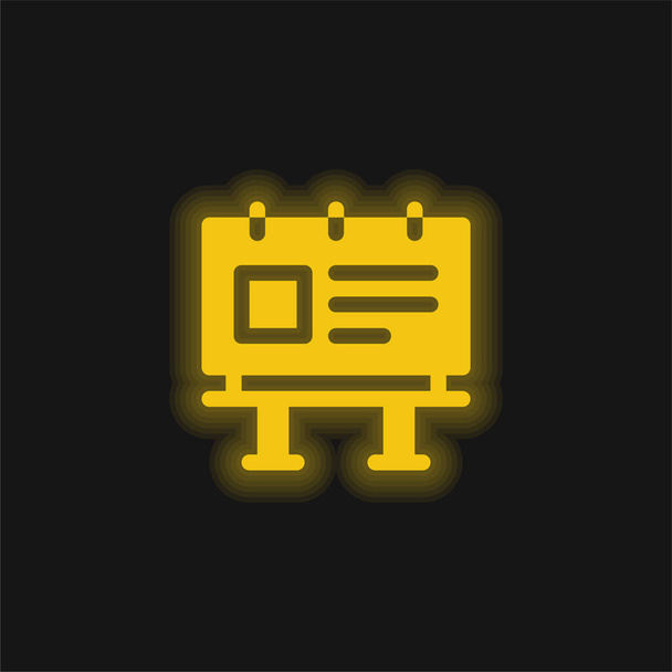 ビルボード黄色の輝くネオンアイコン - ベクター画像