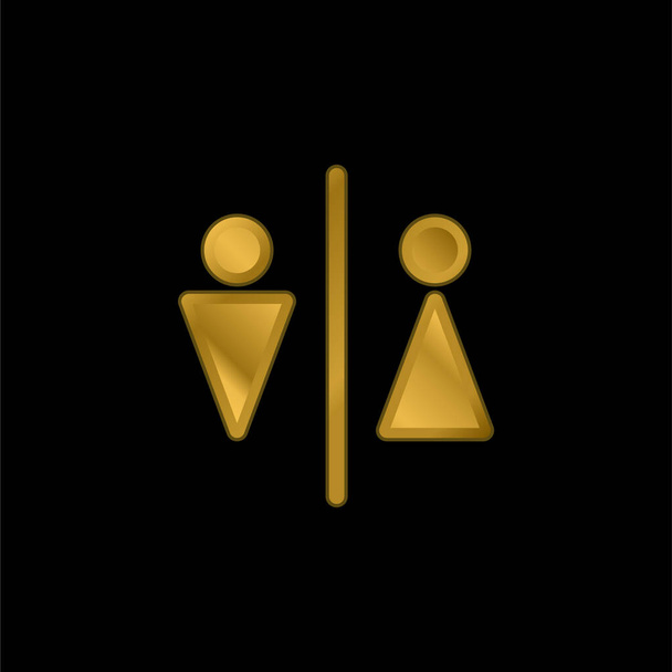Aeropuerto baños chapado en oro icono metálico o logotipo vector - Vector, imagen