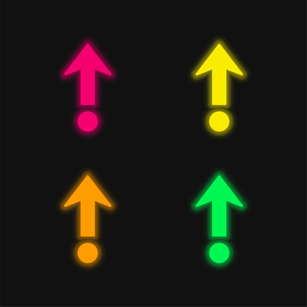 Nyíl Négy színű izzó neon vektor ikon - Vektor, kép
