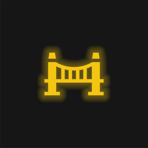 Puente amarillo brillante icono de neón - Vector, Imagen
