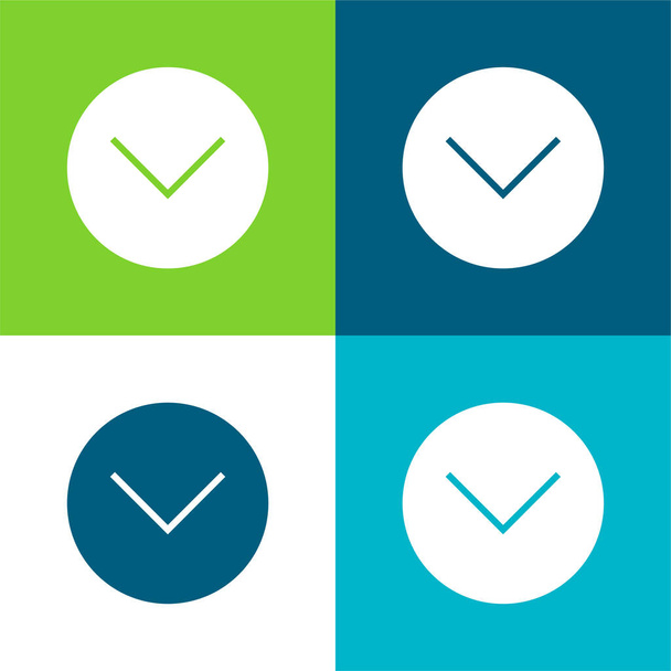 Seta de frente para baixo plana quatro cores conjunto de ícones mínimos - Vetor, Imagem
