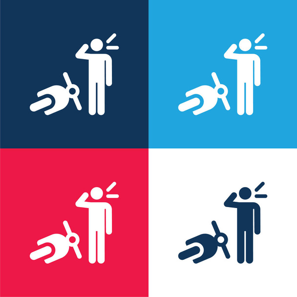 Accident bleu et rouge quatre couleurs minimum jeu d'icônes - Vecteur, image