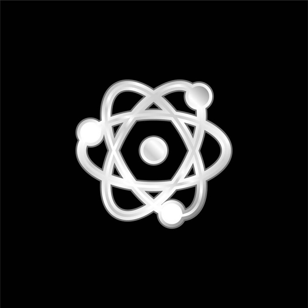 Átomo plateado icono metálico - Vector, imagen
