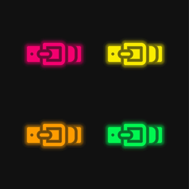 Gürtel vier Farben leuchtenden Neon-Vektor-Symbol - Vektor, Bild