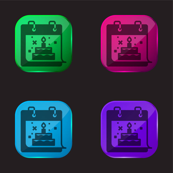 Narozeniny čtyři barevné sklo ikona - Vektor, obrázek