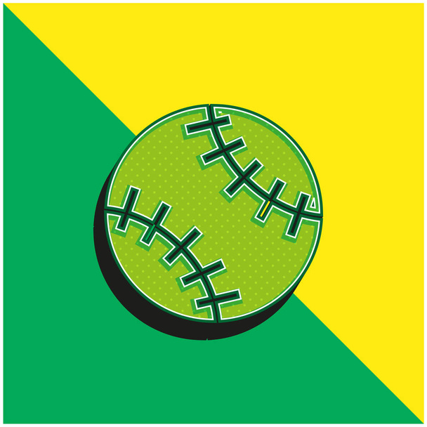 Balle de baseball Logo vectoriel 3D moderne vert et jaune - Vecteur, image