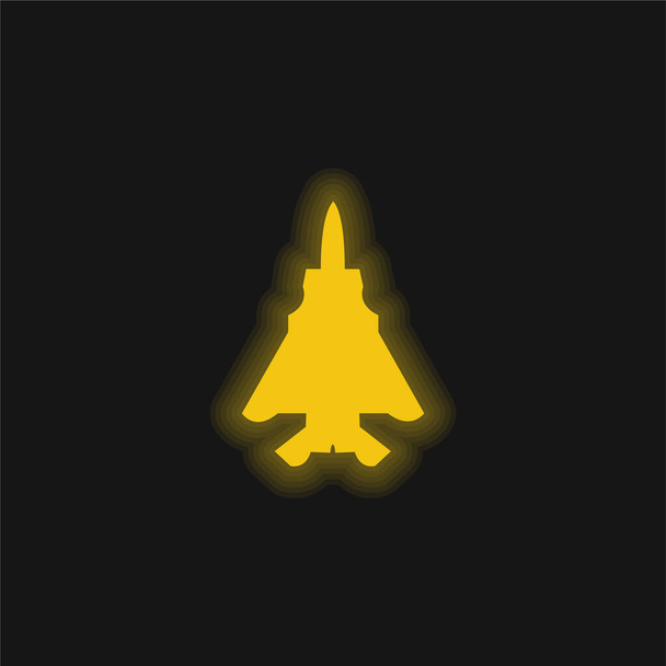 Avión amarillo brillante icono de neón - Vector, Imagen