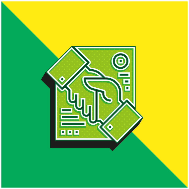 Acuerdo verde y amarillo moderno 3d vector icono logo - Vector, Imagen
