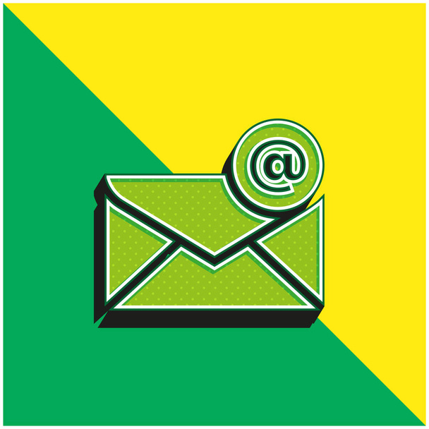 At Sign Green and yellow modern 3d vector icon logo - Vector, Image