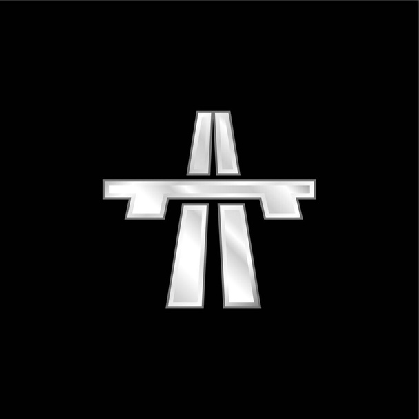 Puente en la avenida Perspectiva plateado icono metálico - Vector, Imagen