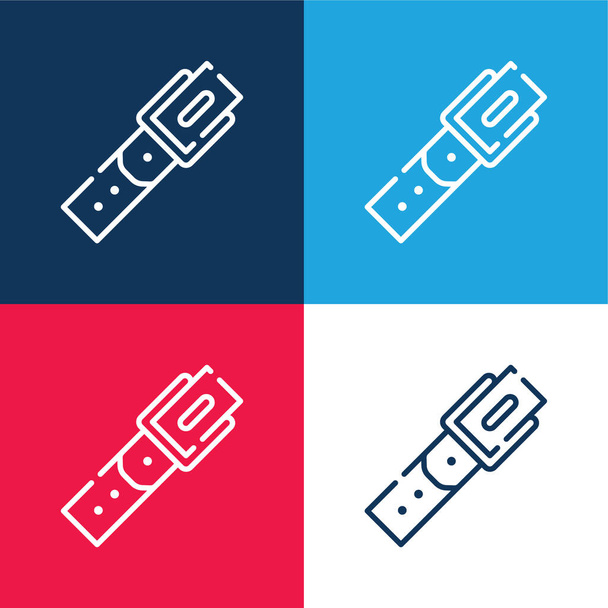Pásek modrá a červená čtyři barvy minimální ikona nastavena - Vektor, obrázek