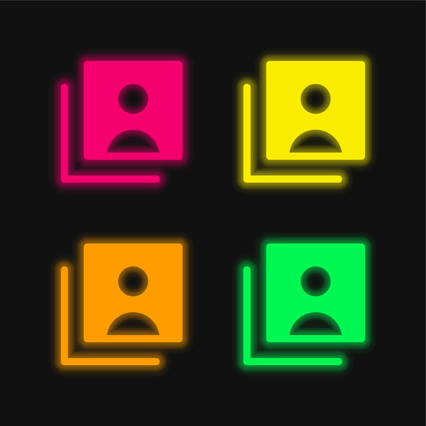Accounts four color glowing neon vector icon - Vector, Image