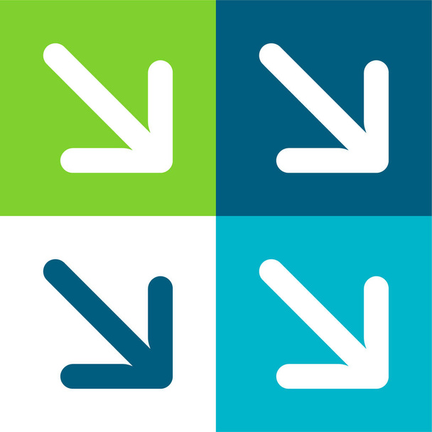Flechas Plano de cuatro colores mínimo icono conjunto - Vector, imagen