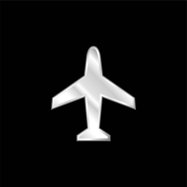 Samolot posrebrzana ikona metaliczna - Wektor, obraz