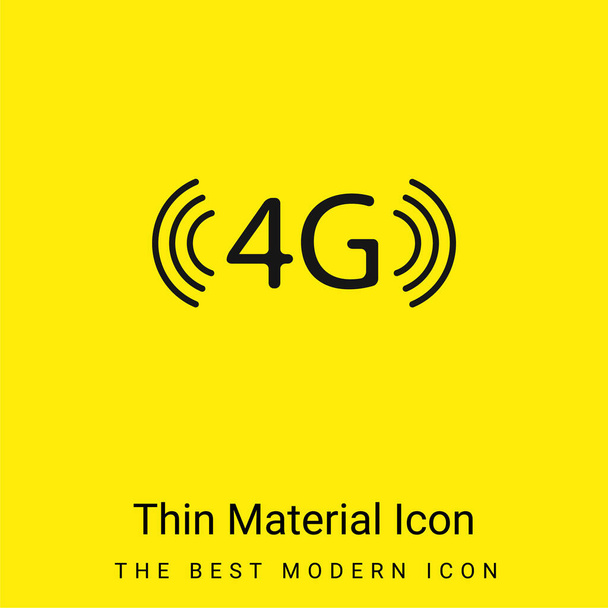 Símbolo de tecnología 4G icono de material amarillo brillante mínimo - Vector, imagen