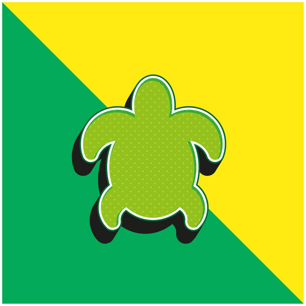Big Turtle Zielony i żółty nowoczesny ikona wektora 3D logo - Wektor, obraz